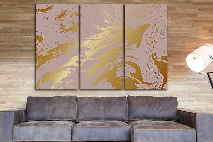 Abstract canvas Metallic artwork Gold wall art Abstraction print