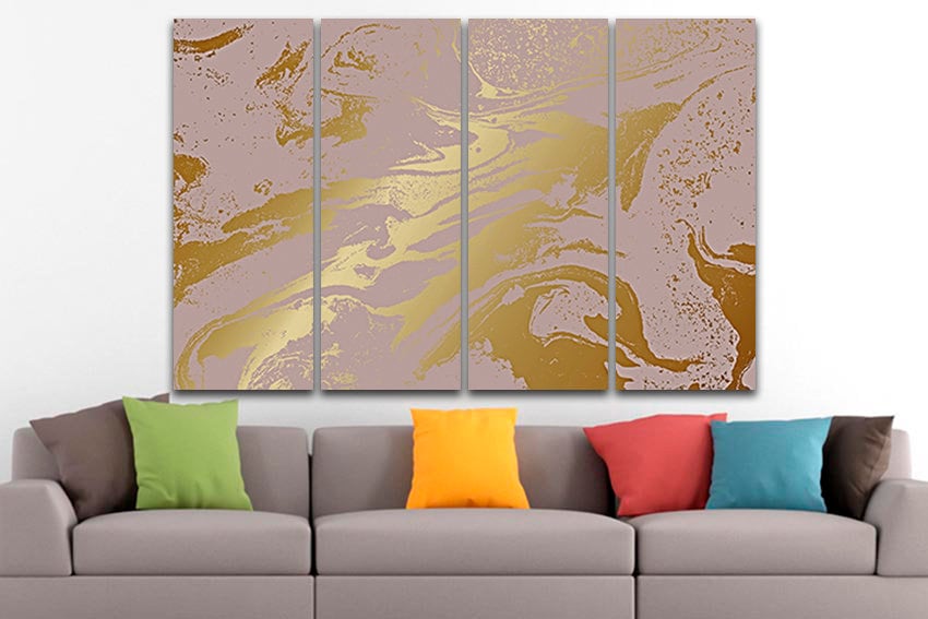 Abstract canvas Metallic artwork Gold wall art Abstraction print
