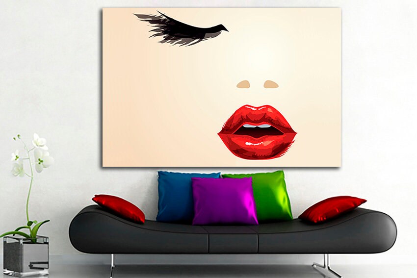 Face canvas Woman face Print on canvas Face wall art Salon decor Sleepy eyes print Beautiful woman Eyes print Salon gift Bedroom wall decor