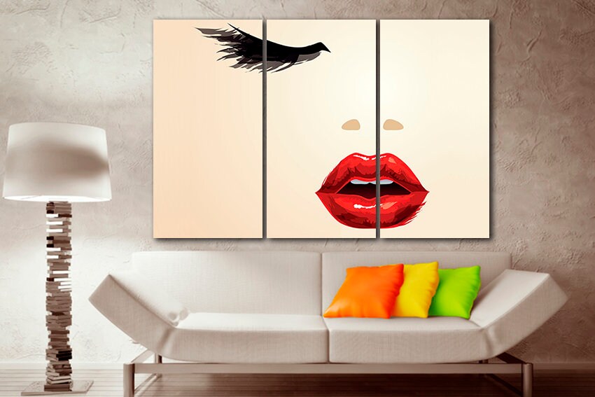 Face canvas Woman face Print on canvas Face wall art Salon decor Sleepy eyes print Beautiful woman Eyes print Salon gift Bedroom wall decor