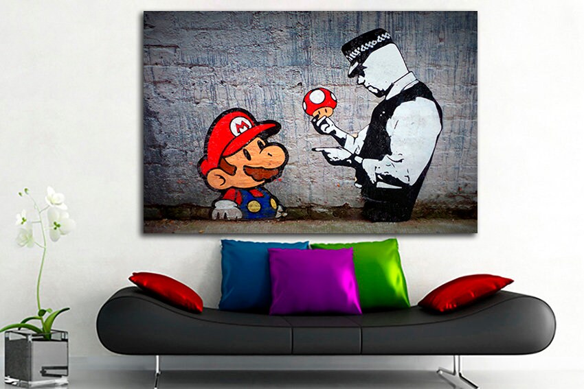 Police decor Print on canvas Graffiti gift picture Street art Ready to hang Policemen artwork