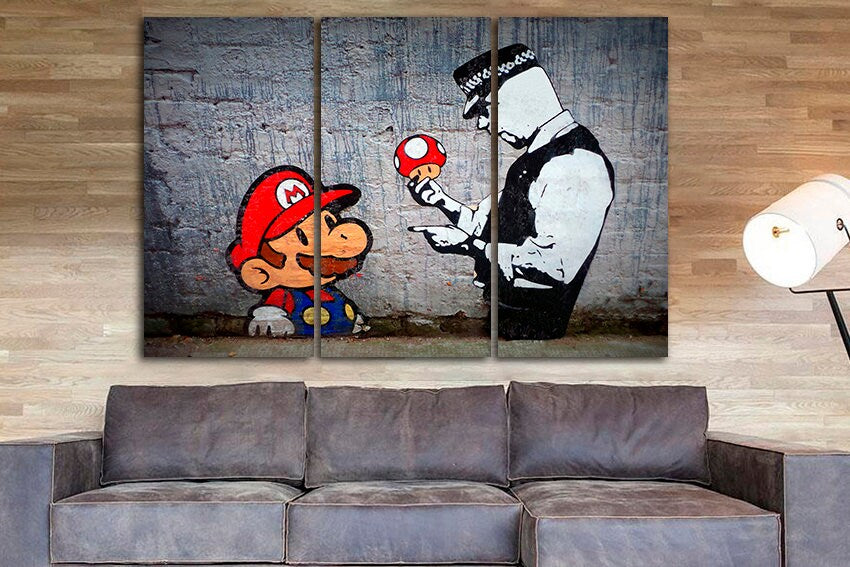 Police decor Print on canvas Graffiti gift picture Street art Ready to hang Policemen artwork