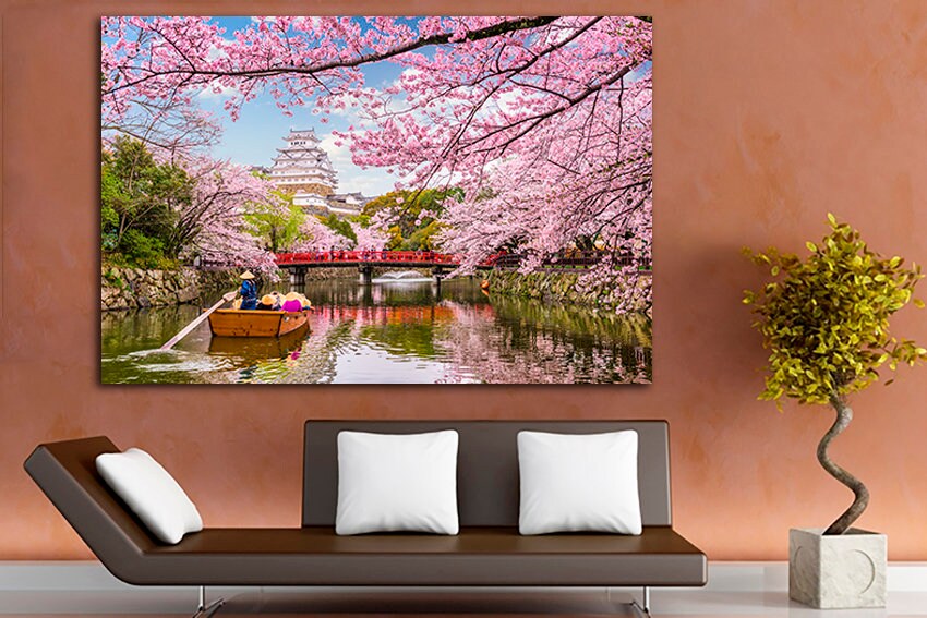 Japan canvas Cherry blossom décor Tree print Asia Japanese gift Sakura art Travel photo