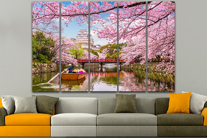 Japan canvas Cherry blossom décor Tree print Asia Japanese gift Sakura art Travel photo