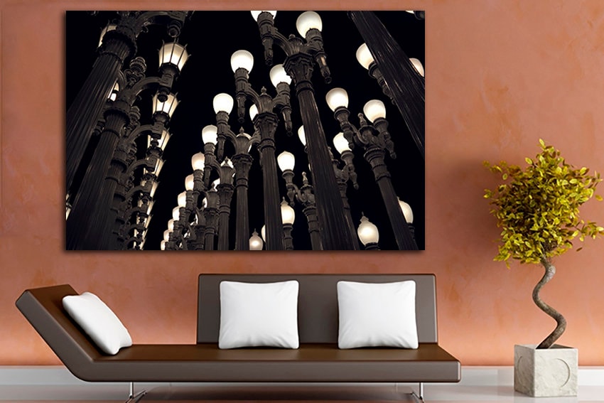 Street lamps Wall art canvas Los angeles print California artwork Urban landscape Travel décor