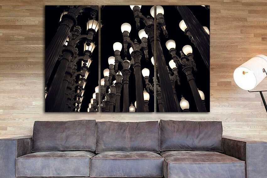 Street lamps Wall art canvas Los angeles print California artwork Urban landscape Travel décor
