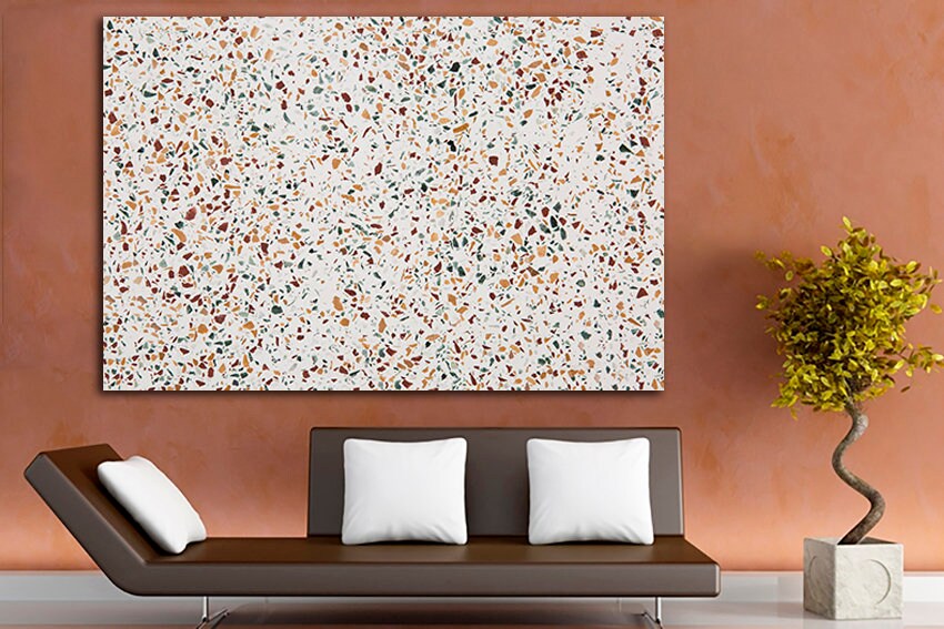 Terrazzo canvas Abstract wall art Elegant print Gold wall art Graphic decor