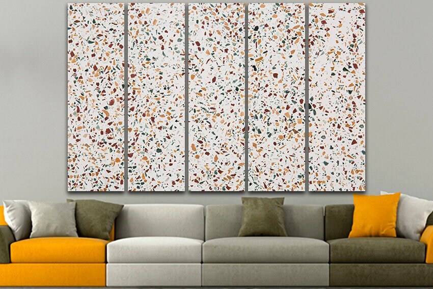 Terrazzo canvas Abstract wall art Elegant print Gold wall art Graphic decor