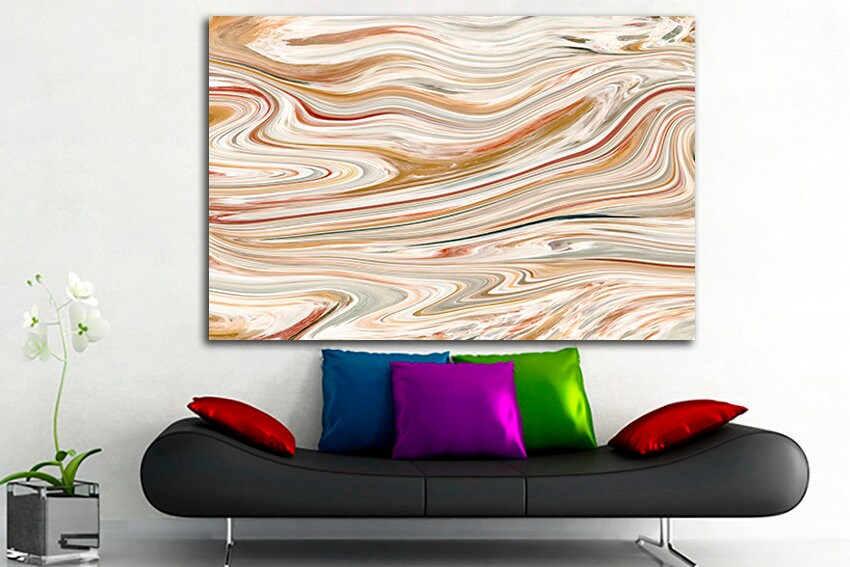 Abstract acrylic wall art canvas Abstraction print Home decoration gift Waves picture gold decor