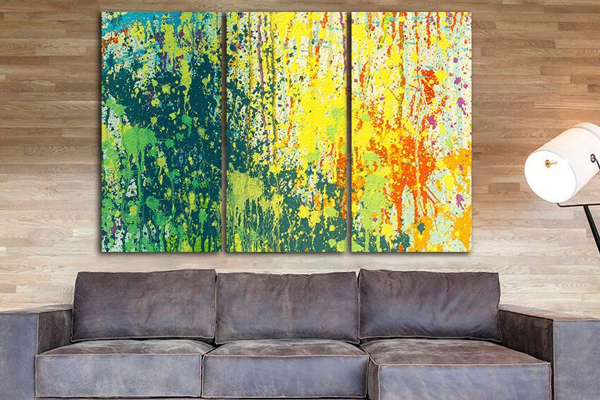 Paint splashes Abstract wall art Abstraction print Colorful decor Rainbow oil painting