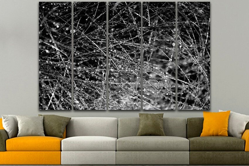 Raindrops wall art Abstract canvas Abstraction print Spider web decor