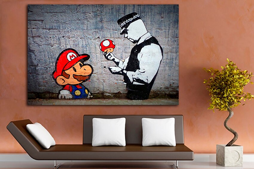Police decor Print on canvas Graffiti gift picture Street art Ready to hang Policemen artwork