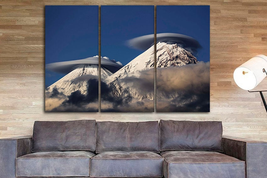 Lenticular cloud Wall art canvas Mountain decor Weather print Sky artwork Nature gift landscape