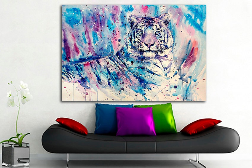 Tiger canvas wall art Painting gift picture Colorful decor Wildlife print