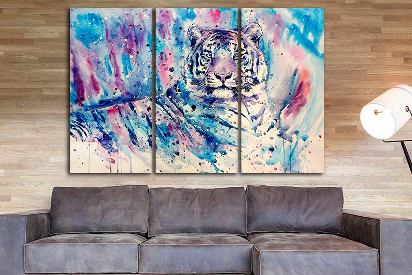 Tiger canvas wall art Painting gift picture Colorful decor Wildlife print