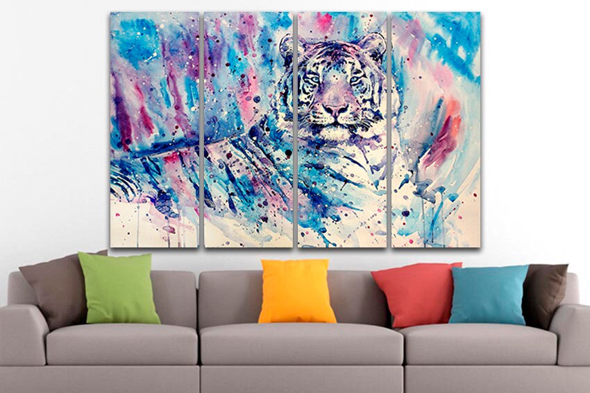 Tiger canvas wall art Painting gift picture Colorful decor Wildlife print