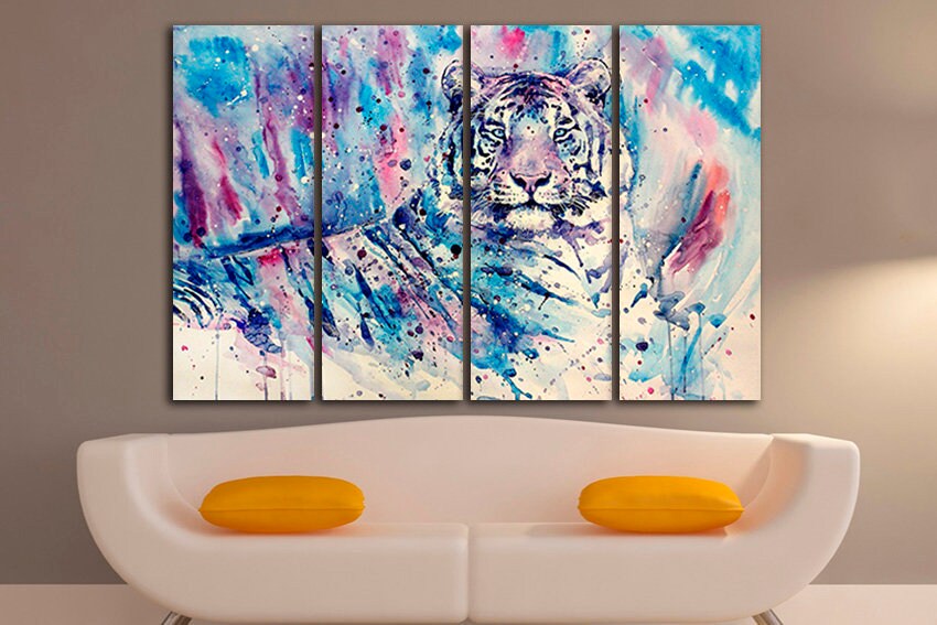 Tiger canvas wall art Painting gift picture Colorful decor Wildlife print
