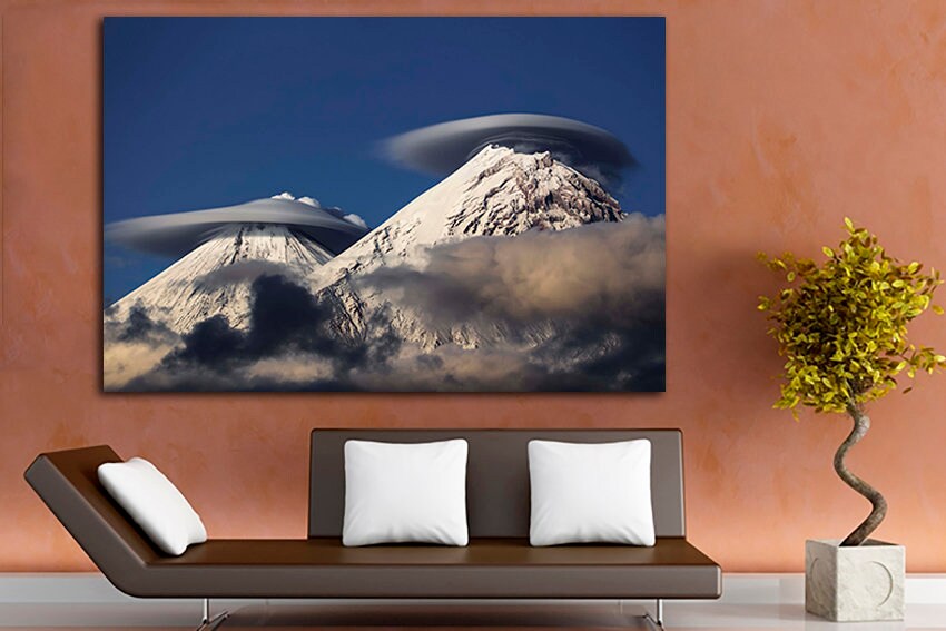 Lenticular cloud Wall art canvas Mountain decor Weather print Sky artwork Nature gift landscape