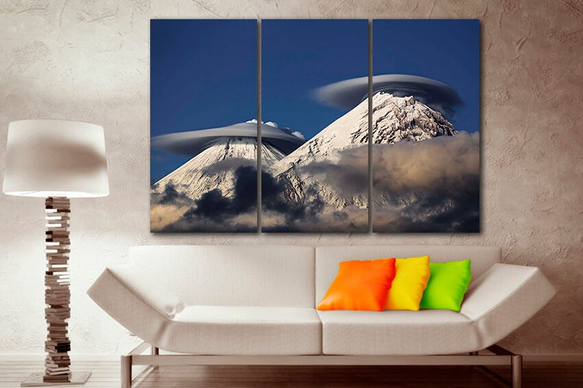 Lenticular cloud Wall art canvas Mountain decor Weather print Sky artwork Nature gift landscape
