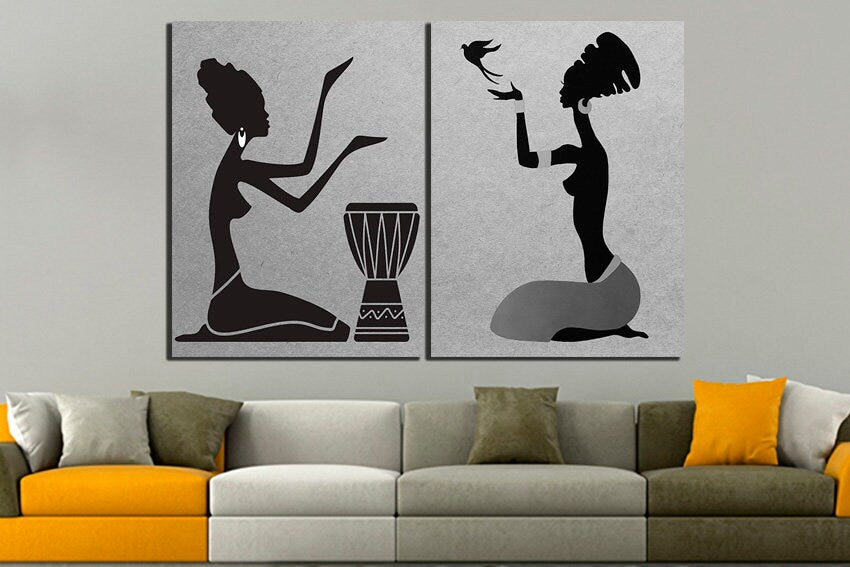 African woman Wall art canvas Woman decor Fashion decor Girl canvas Modern art prints African wall art African dancers Bohemian wall art