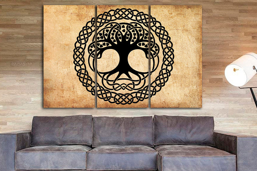 Family tree of life canvas Celtics wall art Yin yang print Yoga spiritual decor