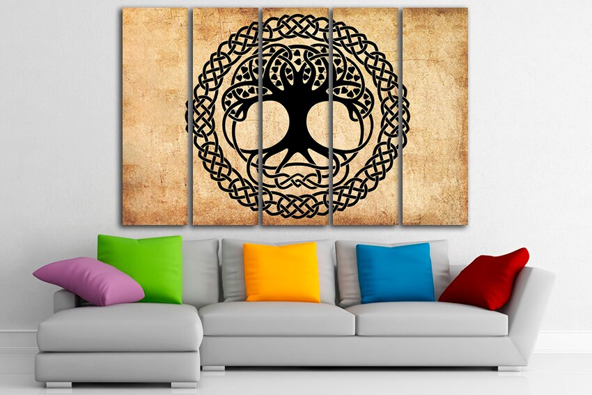 Family tree of life canvas Celtics wall art Yin yang print Yoga spiritual decor