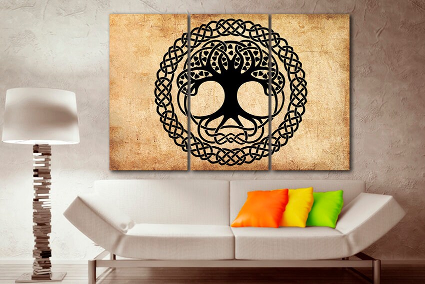 Family tree of life canvas Celtics wall art Yin yang print Yoga spiritual decor