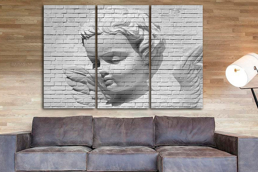 Mural art Angel canvas Face décor Cherub print Angel wings art