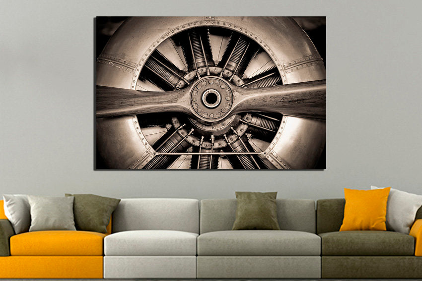 Propeller canvas Aircraft wall decor mechanism engine Aviation Turbine print
