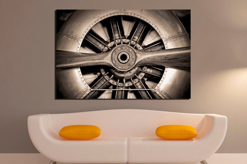 Propeller canvas Aircraft wall decor mechanism engine Aviation Turbine print