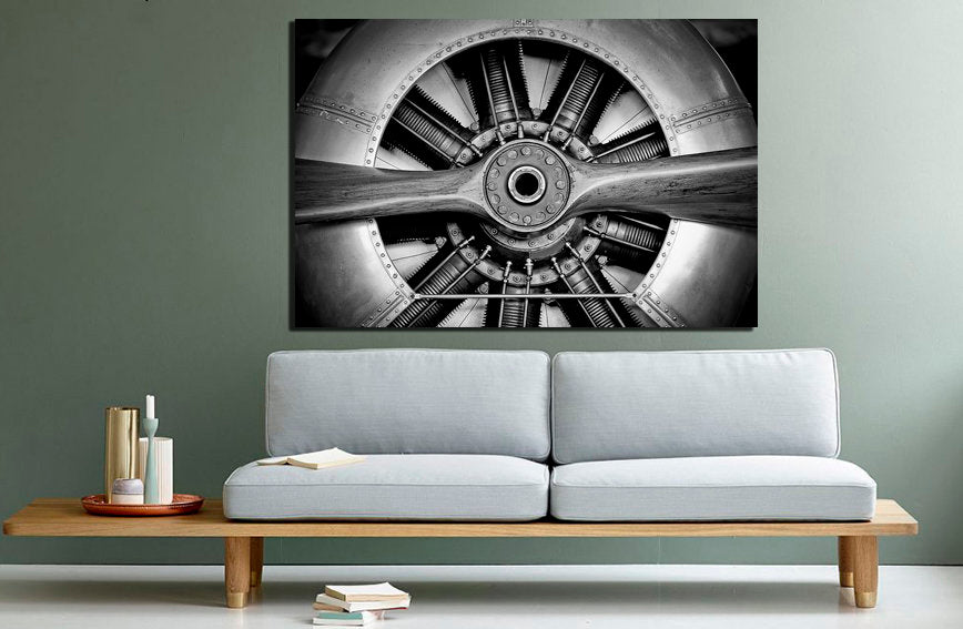 Propeller canvas Aircraft wall decor mechanism engine Aviation Turbine print