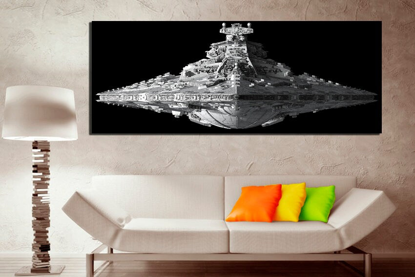 Space ship canvas Spacecraft art Spaceship print Air engine mechanism Aviation gifts Kids room décor Black white wall art