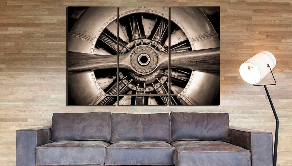 Propeller canvas Aircraft wall decor mechanism engine Aviation Turbine print