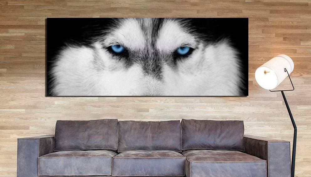 Husky Dog canvas Animals art prints Blue eyes wall décor Siberian Husky Wolf artwork Ready to hang