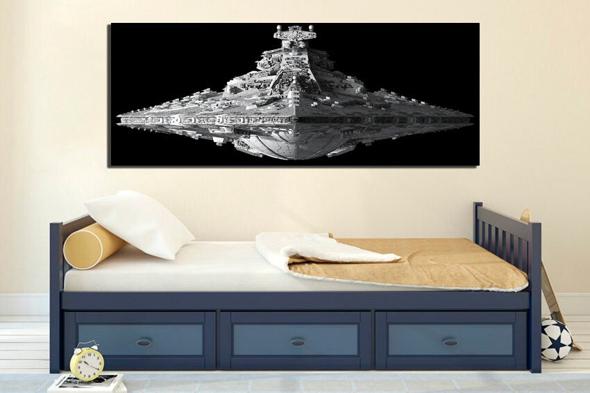 Space ship canvas Spacecraft art Spaceship print Air engine mechanism Aviation gifts Kids room décor Black white wall art