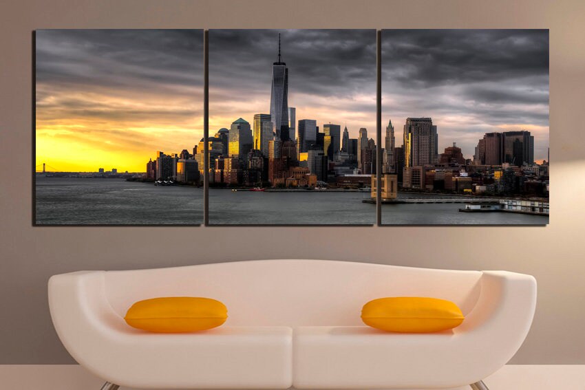New York night city canvas Skyline travel print NYC wall gift
