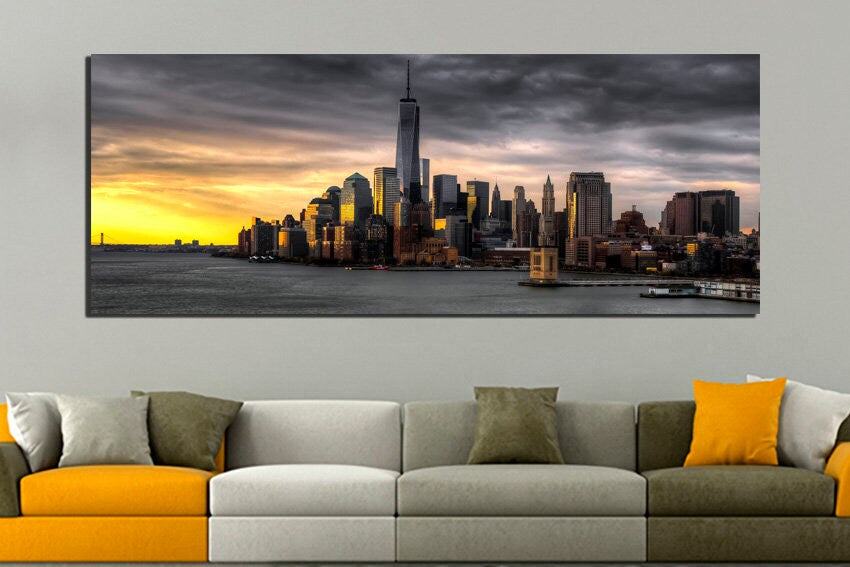 New York night city canvas Skyline travel print NYC wall gift