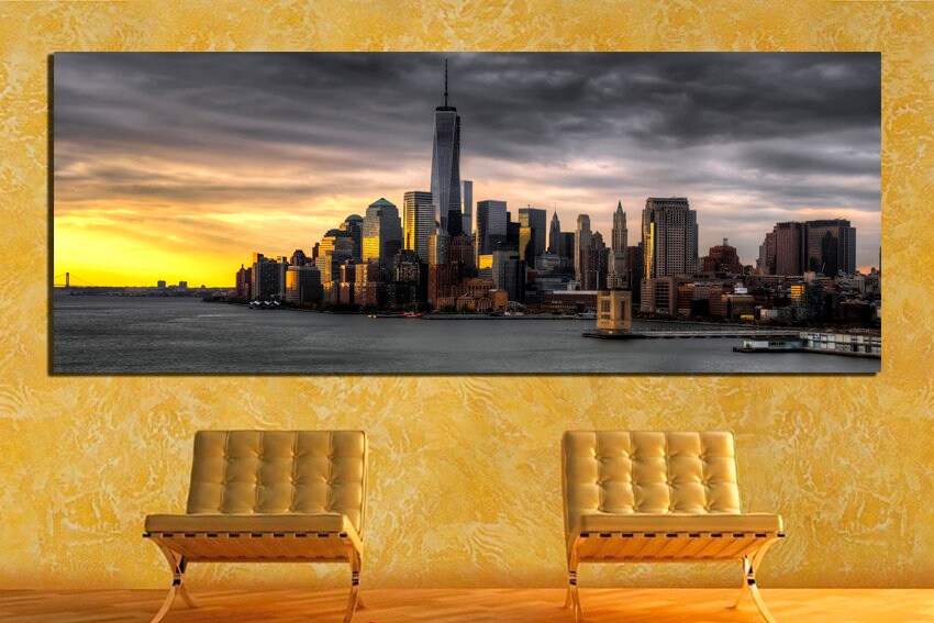 New York night city canvas Skyline travel print NYC wall gift