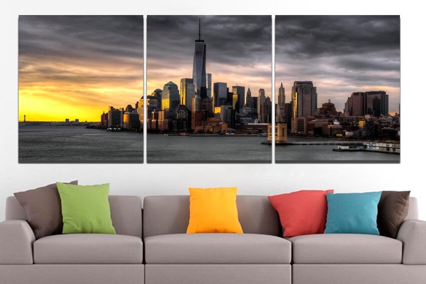 New York night city canvas Skyline travel print NYC wall gift