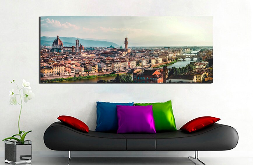 Florence city canvas Italy décor Skyline Bridge travel