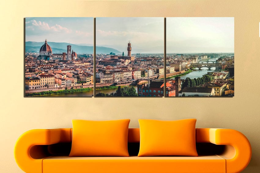 Florence city canvas Italy décor Skyline Bridge travel