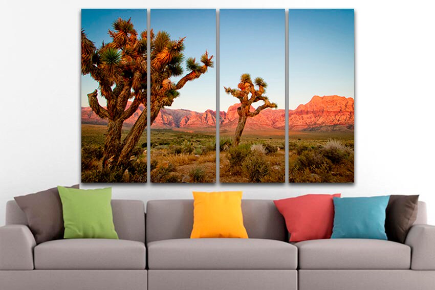 Cactus wall print Red Rock Canyon art National Conservation Desert mountain decor Nevada Nature canvas Ready to hang