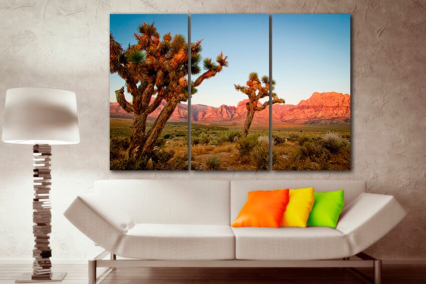 Cactus wall print Red Rock Canyon art National Conservation Desert mountain decor Nevada Nature canvas Ready to hang