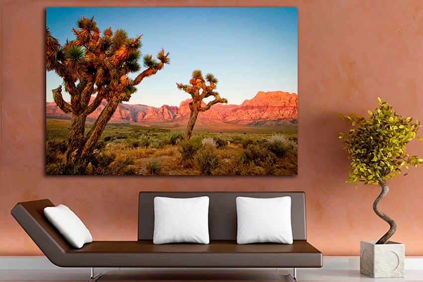 Cactus wall print Red Rock Canyon art National Conservation Desert mountain decor Nevada Nature canvas Ready to hang