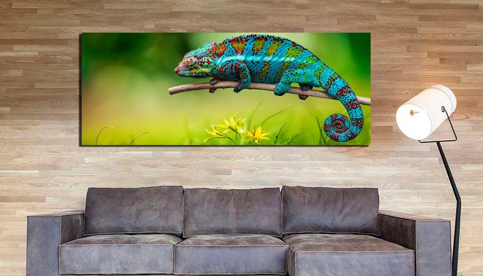 Chameleon wall art Animals canvas Lizard decor Iguana print Tropical wall decor Marine