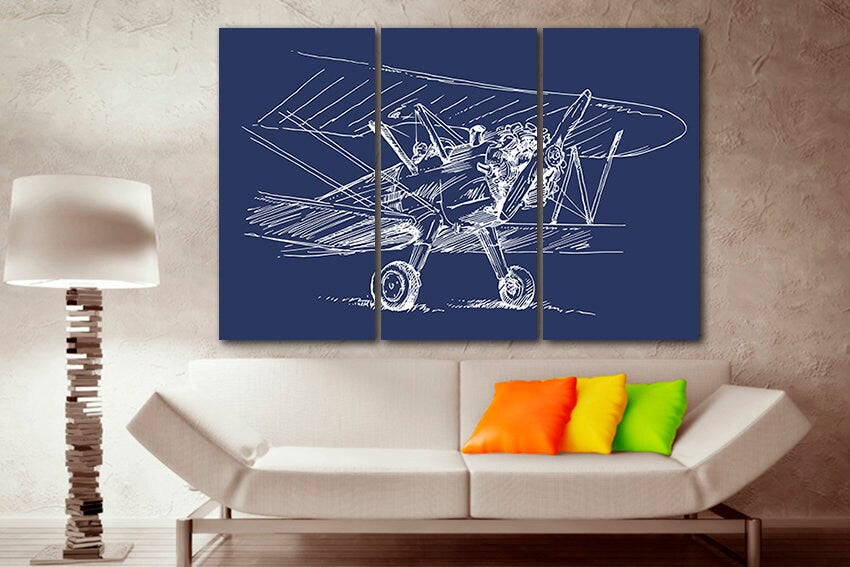 Aviation canvas Engine prints Mechanism picture Nursery art Transportation artwork