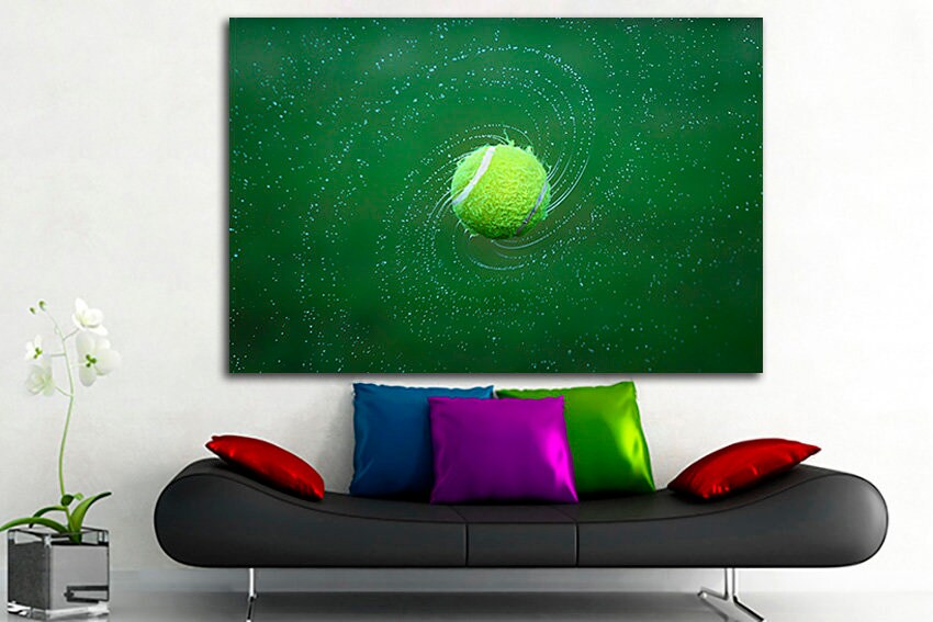 Tennis ball canvas Sports wall art Baby room decor Splashing water Gift to athlete print