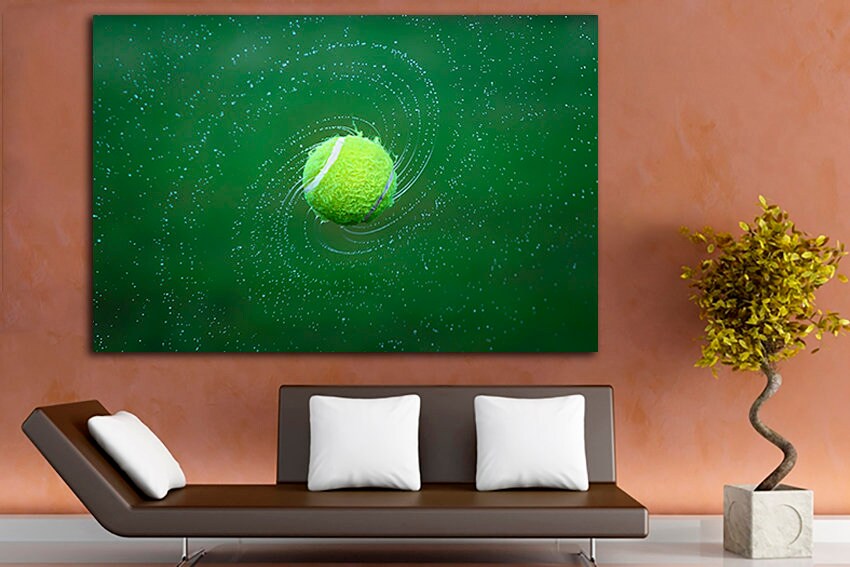 Tennis ball canvas Sports wall art Baby room decor Splashing water Gift to athlete print