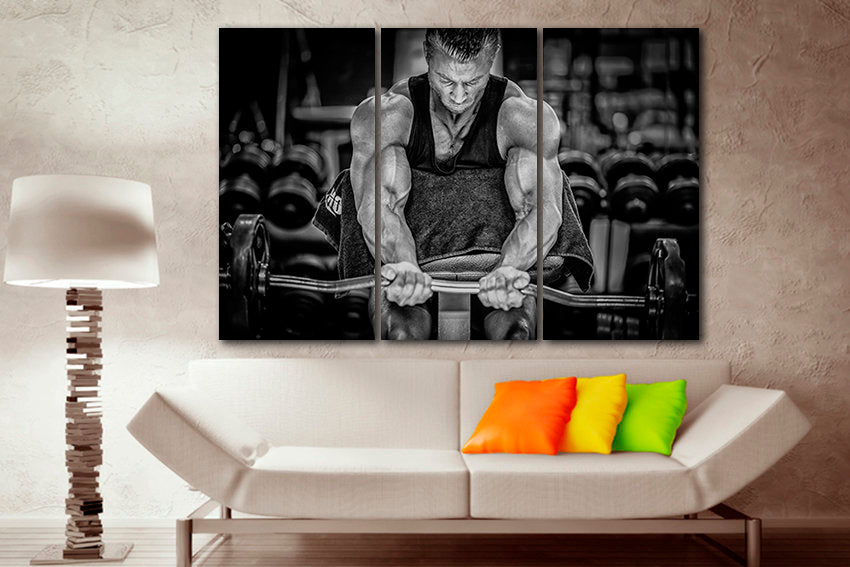 Aerobic art Powerlifting canvas Gym sport Strong man Athletic decor Barbell print