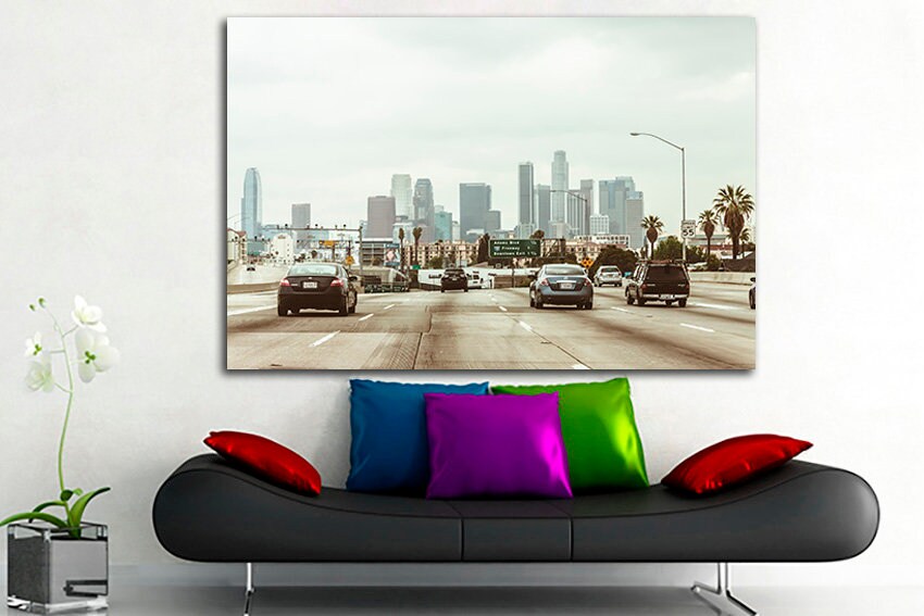Los Angeles city canvas Highway wall art California Skyline travel decor